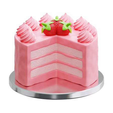 Strawberry Cake  3D Icon