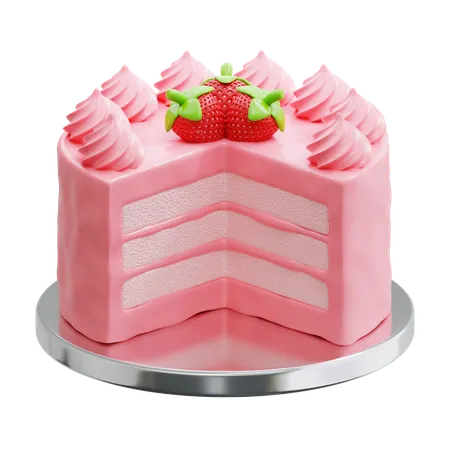 Strawberry Cake  3D Icon