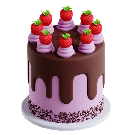 Strawberry Cake 3D Icon