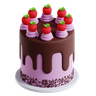 strawberry cake 3d images