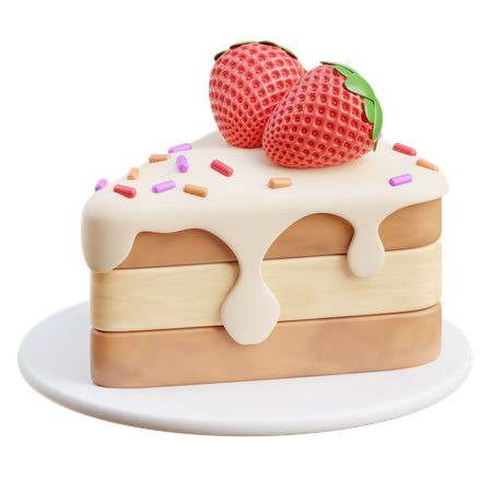 Strawberry Cake Slice  3D Icon