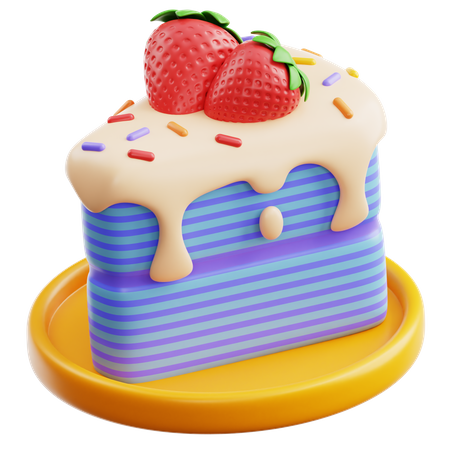 Strawberry Cake Slice  3D Icon