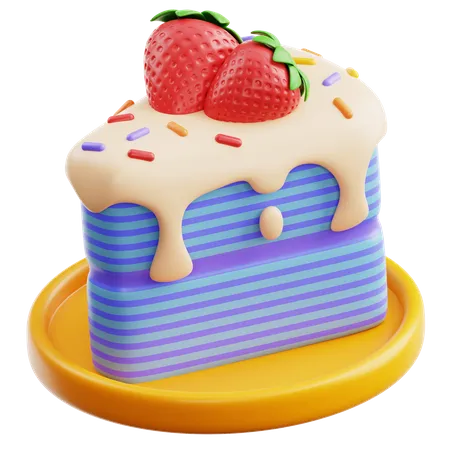 Strawberry Cake Slice  3D Icon