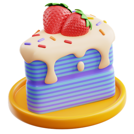 Strawberry Cake Slice  3D Icon