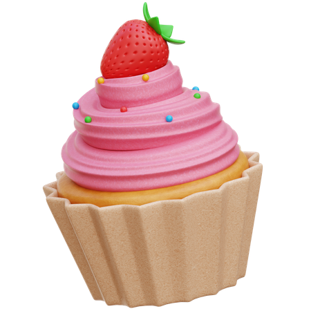 Strawberry Cupcake  3D Icon