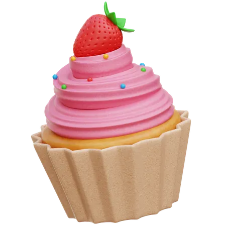 Strawberry Cupcake  3D Icon