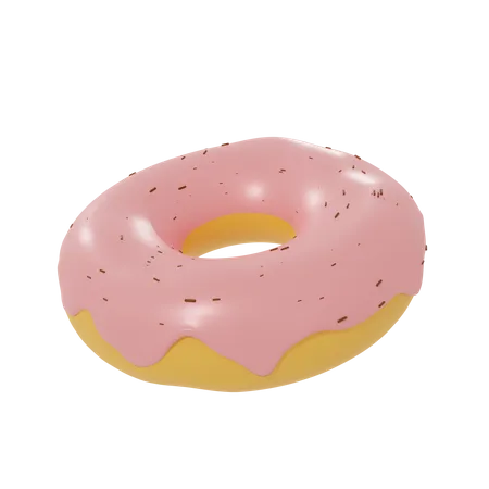 3 D Strawberry Donut Illustration Object 3D Icon