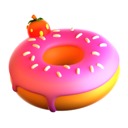 Strawberry Doughnut  3D Icon