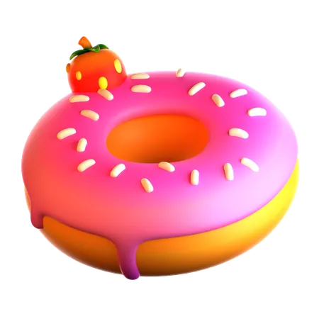 Strawberry Doughnut  3D Icon