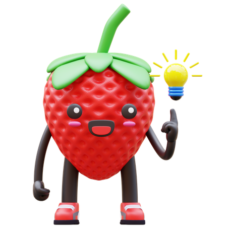 Strawberry Having Idea  3D Illustration