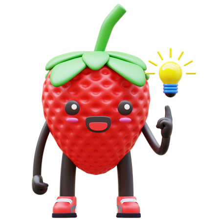 Strawberry Having Idea  3D Illustration