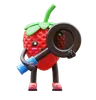 Strawberry Holding Magnifying Glass