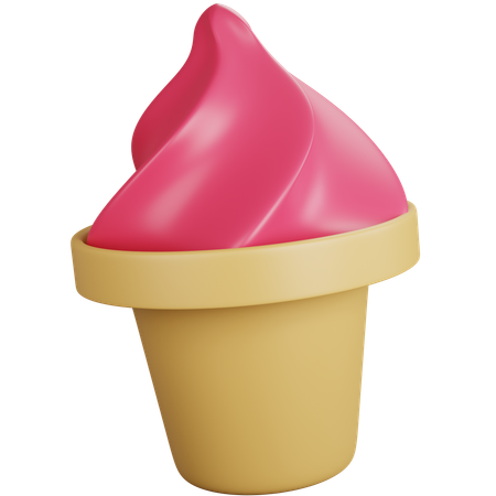Strawberry ice cream  3D Icon