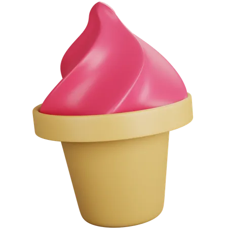 Strawberry ice cream  3D Icon