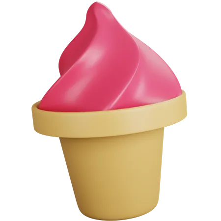 Strawberry ice cream  3D Icon