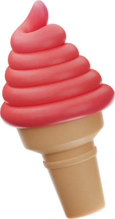 Strawberry Ice Cream 3D Icon