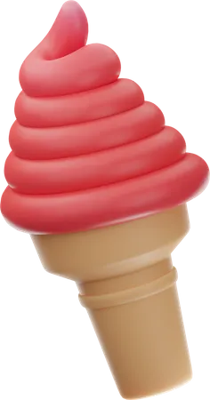 Strawberry Ice Cream 3D Icon