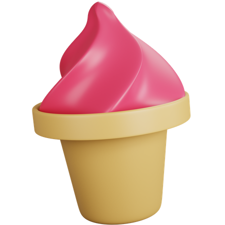 Strawberry ice cream  3D Icon