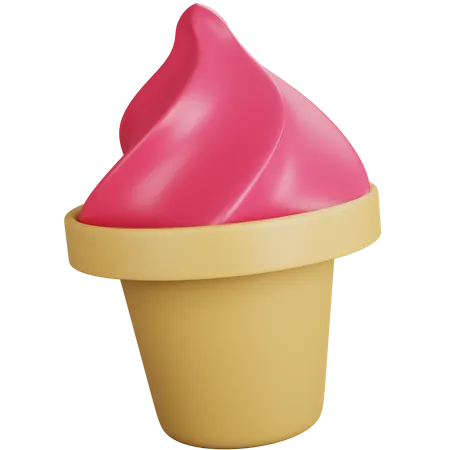 Strawberry ice cream 3D Icon