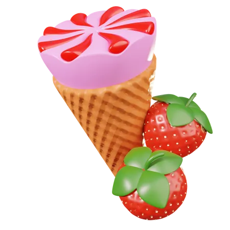 Strawberry Ice Cream  3D Icon
