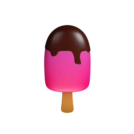 Strawberry Ice Lolly  3D Icon