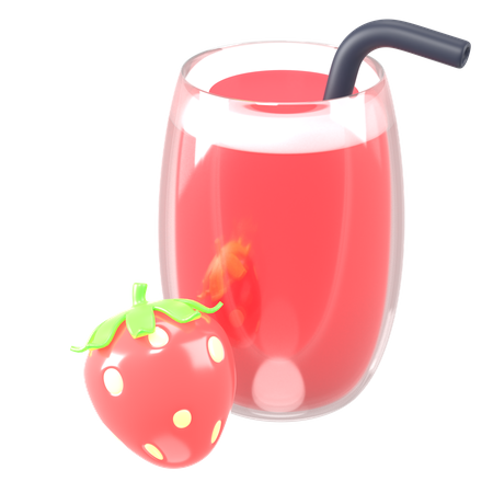 Strawberry Juice 3D Icon