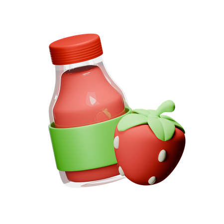 Strawberry Juice Bottle  3D Icon