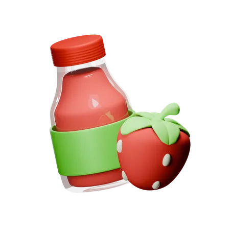 Strawberry Juice Bottle  3D Icon