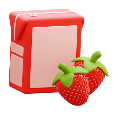 Strawberry Juice Box  3D Icon