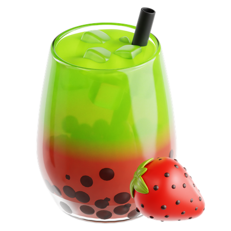 Strawberry Matcha Bubble Tea  3D Icon