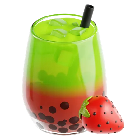 Strawberry Matcha Bubble Tea  3D Icon