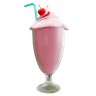 3d strawberry milk shake logo