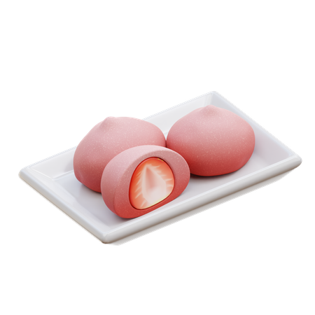 Strawberry Mochi  3D Icon