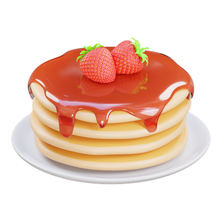 Strawberry Pancake  3D Icon