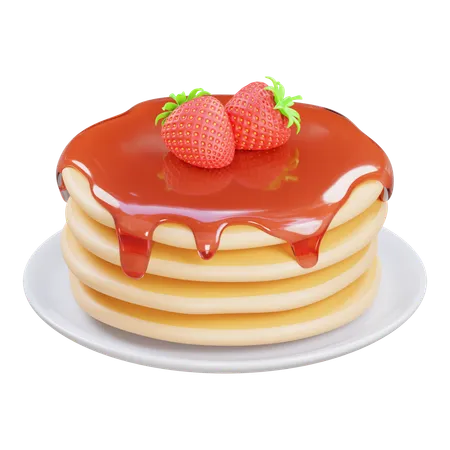 Strawberry Pancake  3D Icon