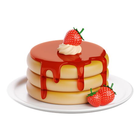 Strawberry Pancakes  3D Icon