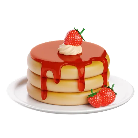 Strawberry Pancakes  3D Icon