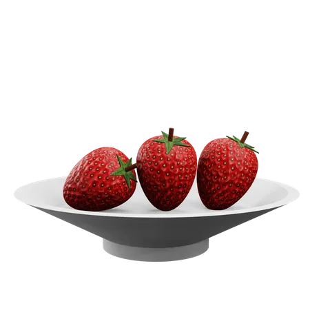 Strawberry Plate  3D Icon
