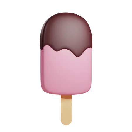 Strawberry Popsicle  3D Illustration