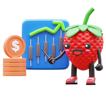 딸기, 주식시장 상승세에 수익 코인 제공  3D Icon