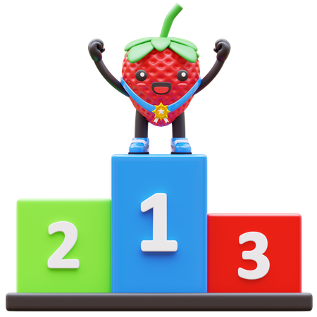 Strawberry Stands First  3D Illustration