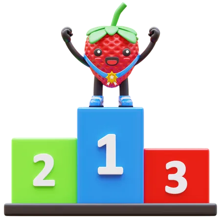 Strawberry Stands First  3D Illustration