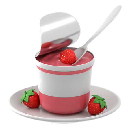 Strawberry yogurt  3D Icon