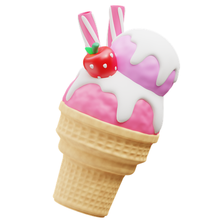 Strawbery Ice Cream  3D Icon