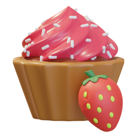 Strawberyy Cupcake 3D Icon