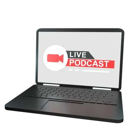 Streaming de podcasts no laptop  3D Icon