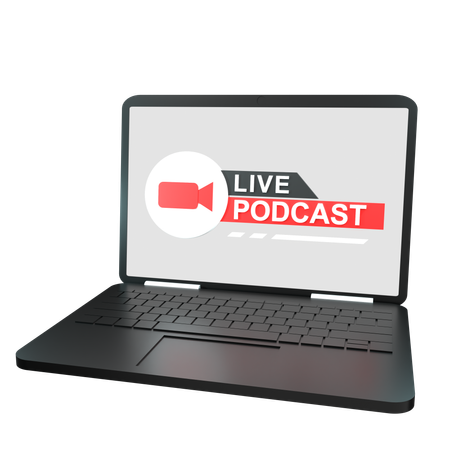 Streaming Podcasts On Laptop  3D Icon
