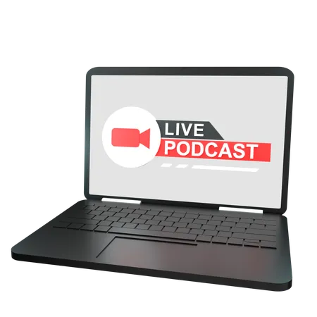 Streaming Podcasts On Laptop  3D Icon