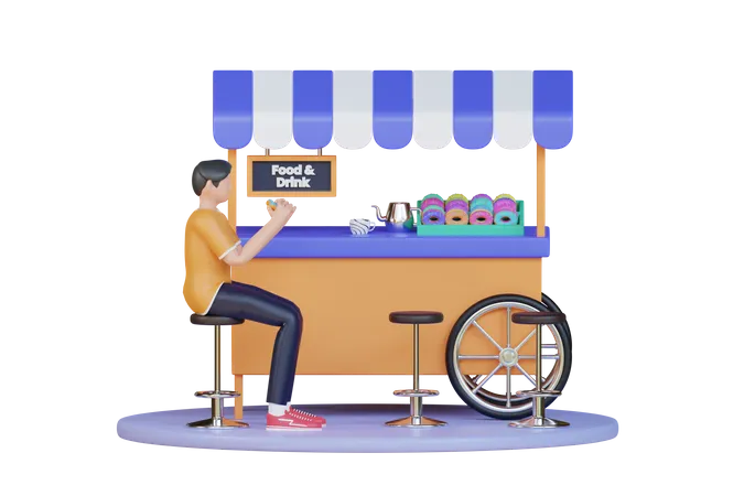 Street food cafe  3D Illustration