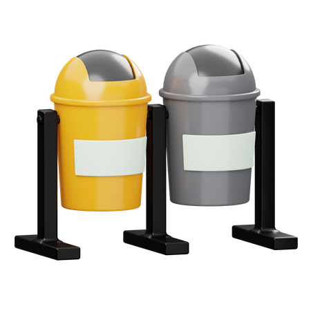 Street Garbage Cans  3D Illustration